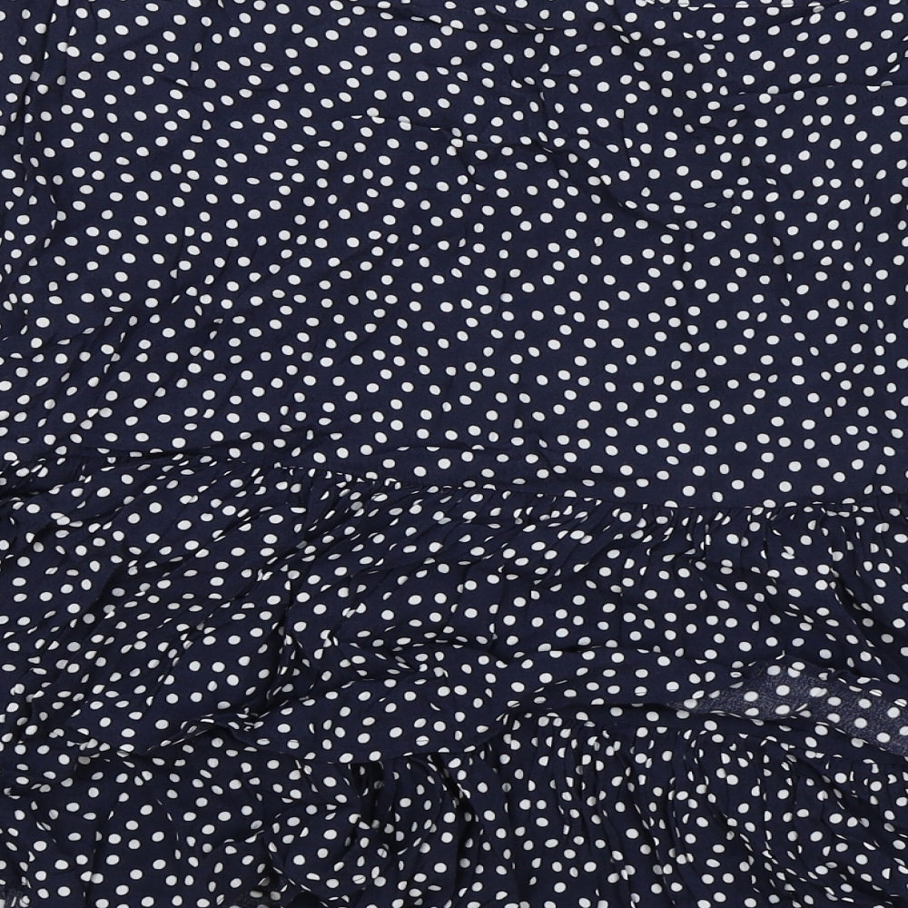 Marks and Spencer Womens Blue Polka Dot Viscose Flare Skirt Size 8 Zip