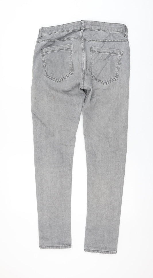 Primark Womens Grey Cotton Skinny Jeans Size 30 in L32 in Regular Zip