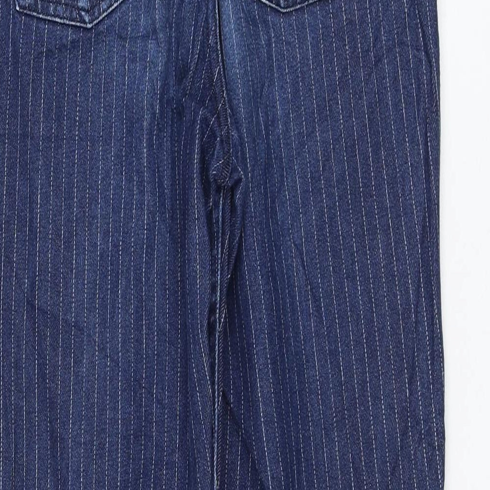 Topshop Womens Blue Striped Cotton Mom Jeans Size 26 in L32 in Regular Zip