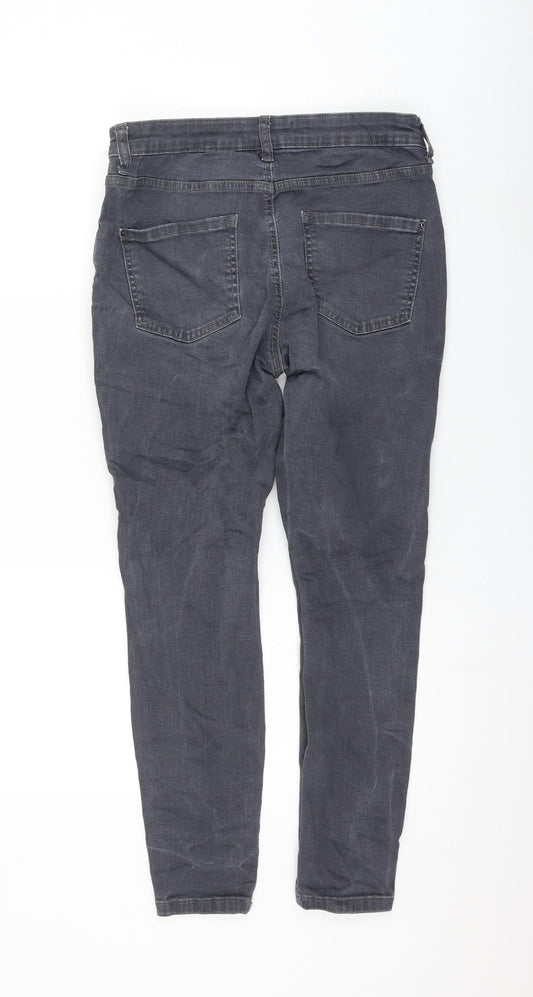 Dorothy Perkins Womens Grey Cotton Skinny Jeans Size 12 L26 in Regular Zip