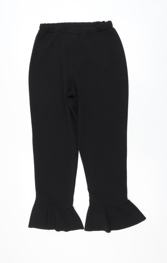 Womens UK Size 12 Quiz Regular Fit Cropped Black Trousers