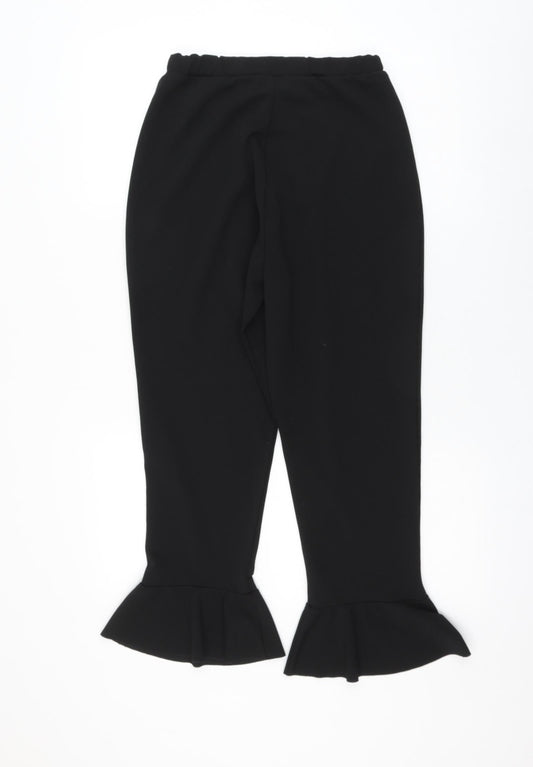 Womens UK Size 12 Quiz Regular Fit Cropped Black Trousers