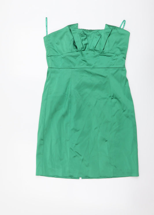 Coast Womens Green Polyester Mini Size 12 Off the Shoulder Zip