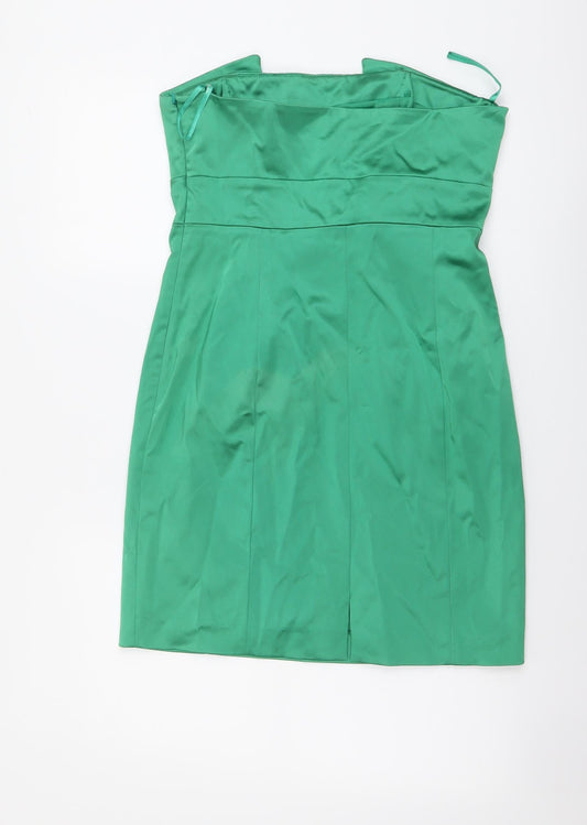 Coast Womens Green Polyester Mini Size 12 Off the Shoulder Zip