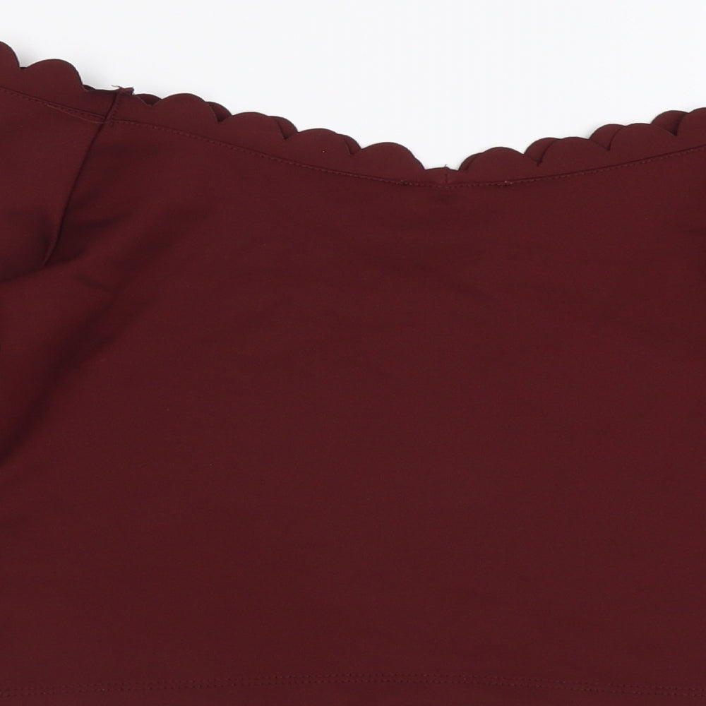 Womens UK Size 12 New Look Red Cropped Blouse