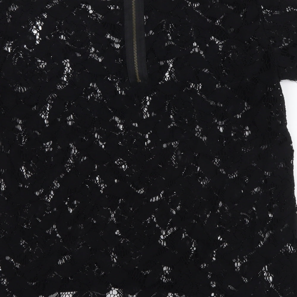 Womens UK Size S Zara Black Basic Blouse