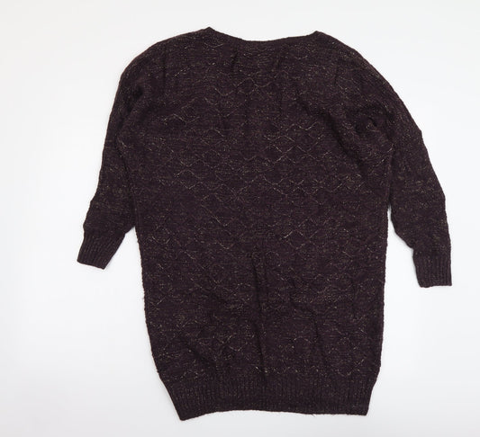 TU Womens Purple Boat Neck Acrylic Shrug Jumper Size 10