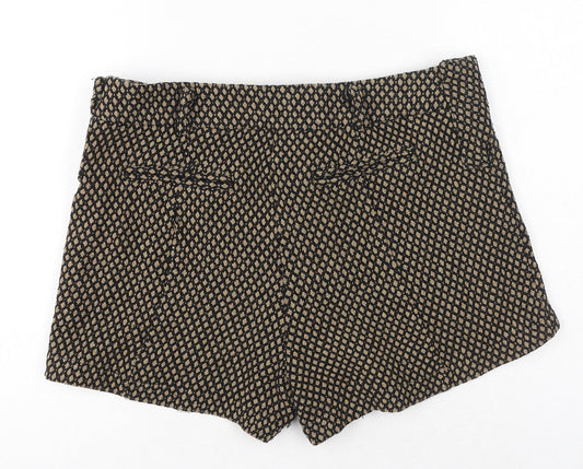 Boohoo Womens Beige Geometric Polyester Chino Shorts Size 14 L12.5 in Regular Zip