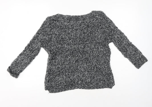 Primark Womens Black Crew Neck Acrylic Pullover Jumper Size 8