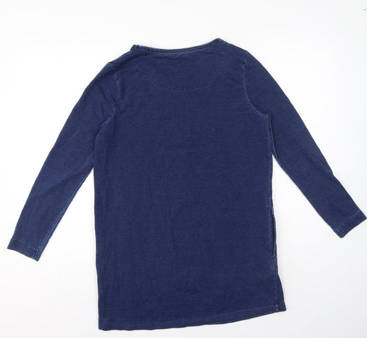 TU Womens Blue Cotton T-Shirt Dress Size 10 Crew Neck Pullover