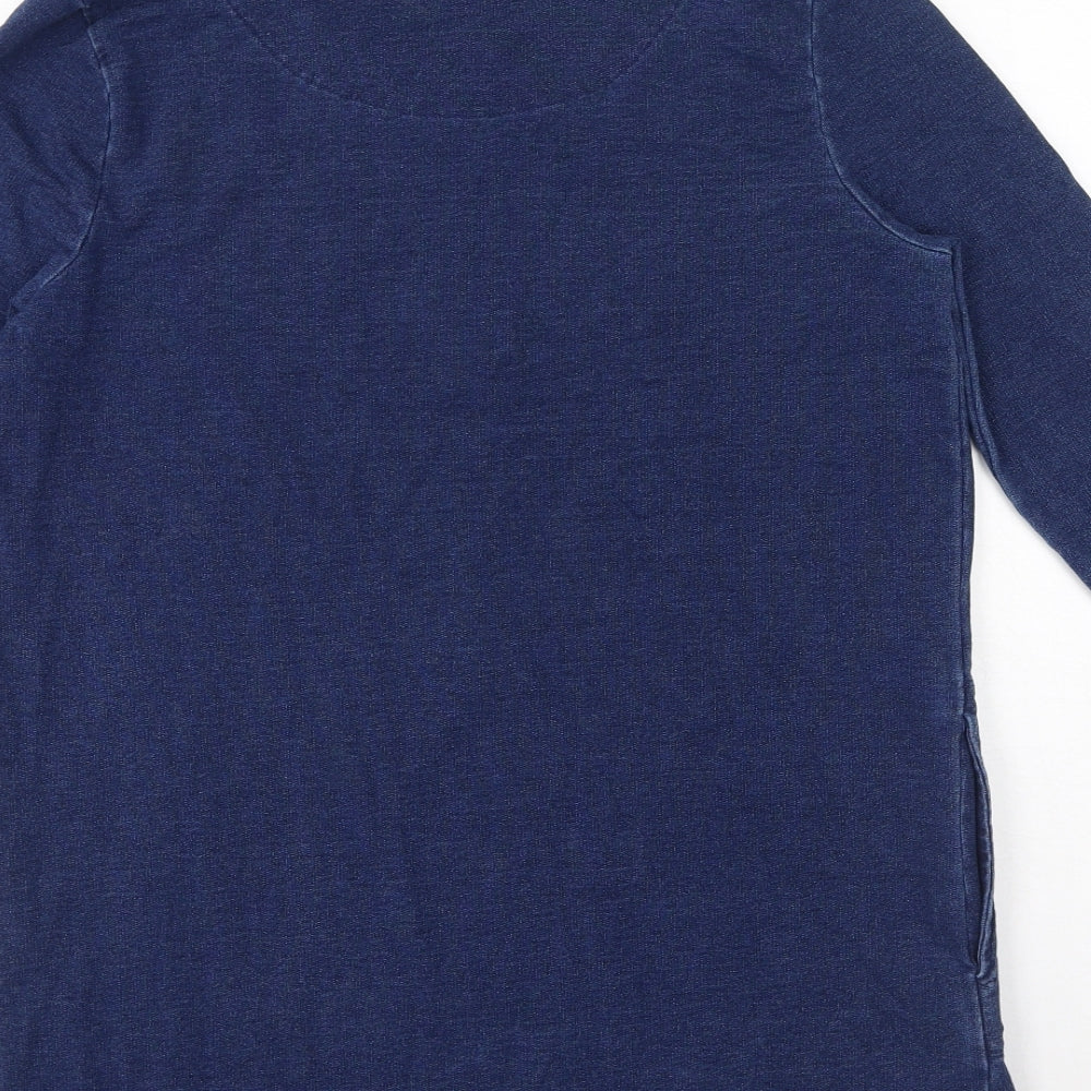 TU Womens Blue Cotton T-Shirt Dress Size 10 Crew Neck Pullover
