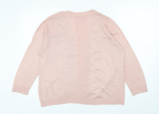 BHS Womens Pink V-Neck Acrylic Cardigan Jumper Size 12