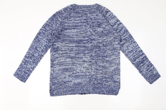Marks and Spencer Womens Blue V-Neck Polyester Full Zip Jumper Size 12