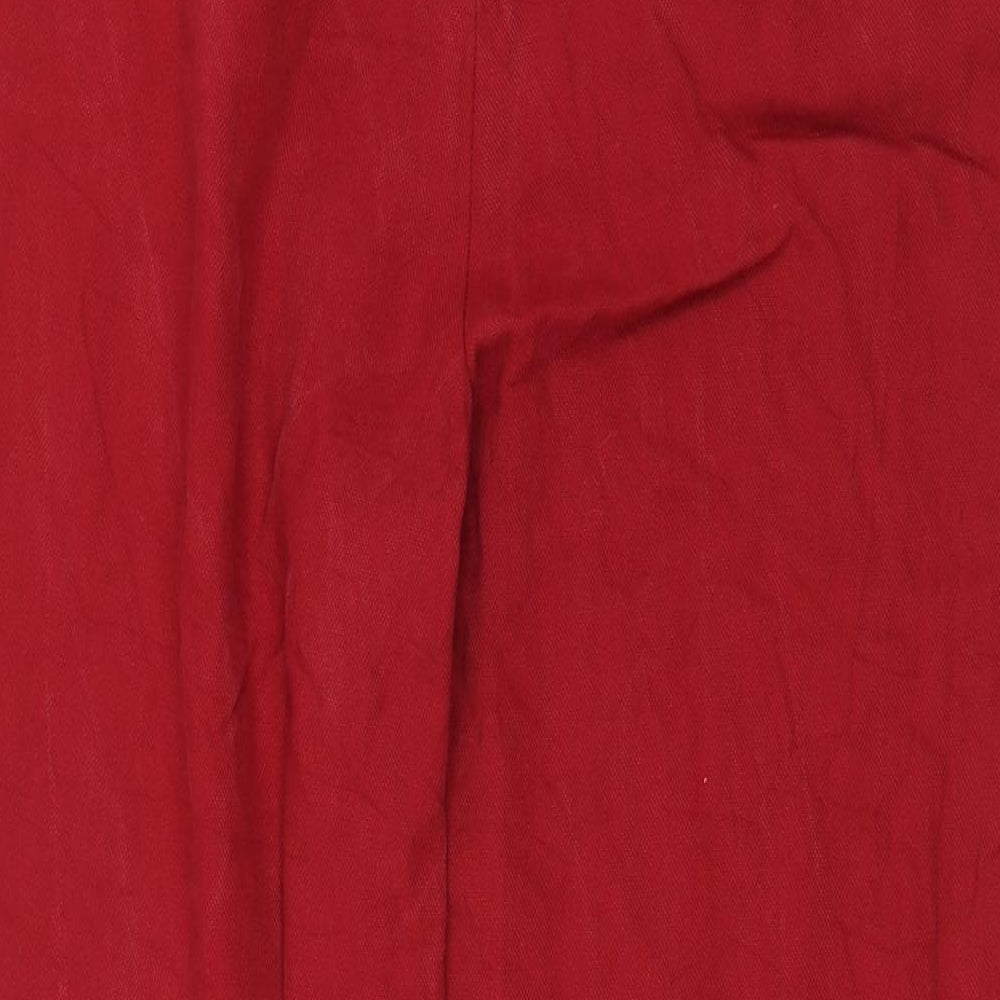 Womens UK Size XS Zara Regular Fit Red Trousers