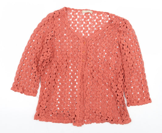 Womens UK Size 10 Daxon Orange Basic Button-Up