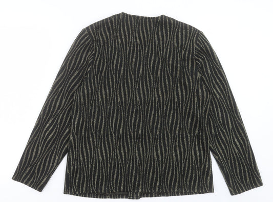 bonmarch Womens Black Animal Print Jacket Size 14 Button