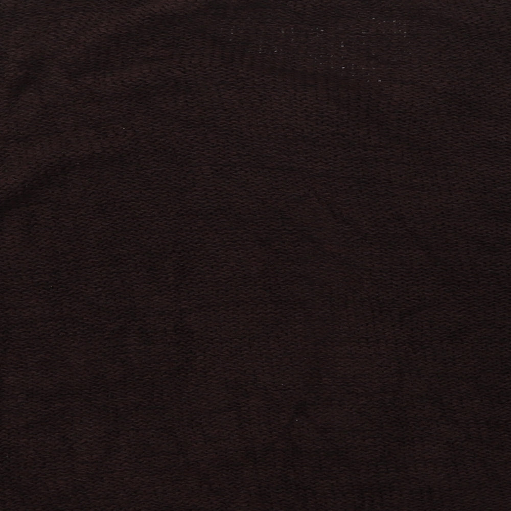 TU Womens Brown Round Neck Acrylic Cardigan Jumper Size 14 - Snap Button