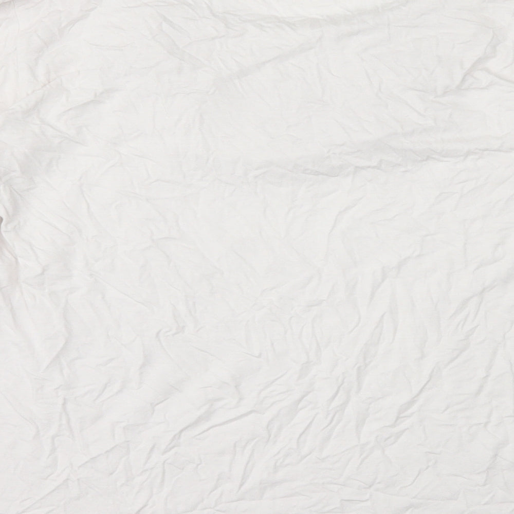 Paz Torras Womens White Viscose Basic T-Shirt Size 12 Boat Neck - Neck Detail
