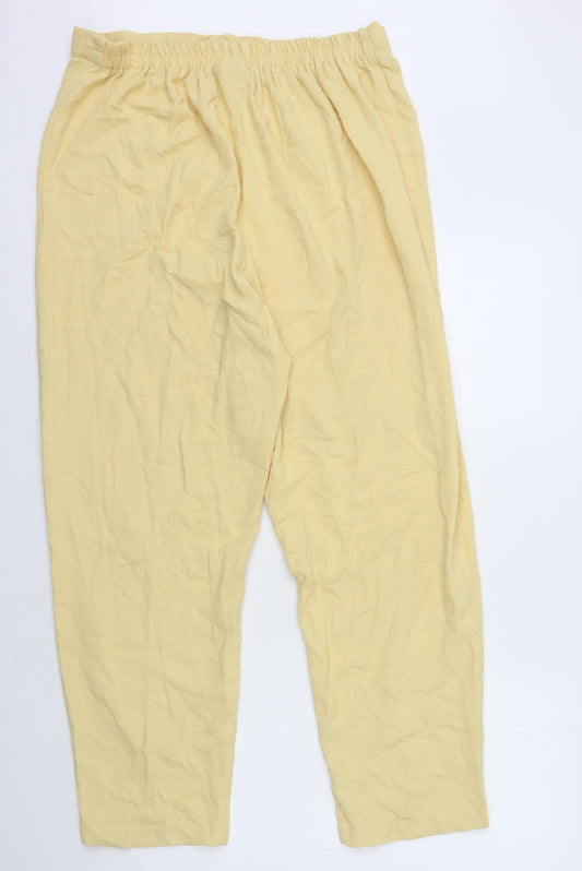 essence Womens Yellow Herringbone Polyester Capri Trousers Size 20 L28 in Regular