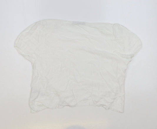Womens UK Size 14 Marks and Spencer White Cardigan Jumper