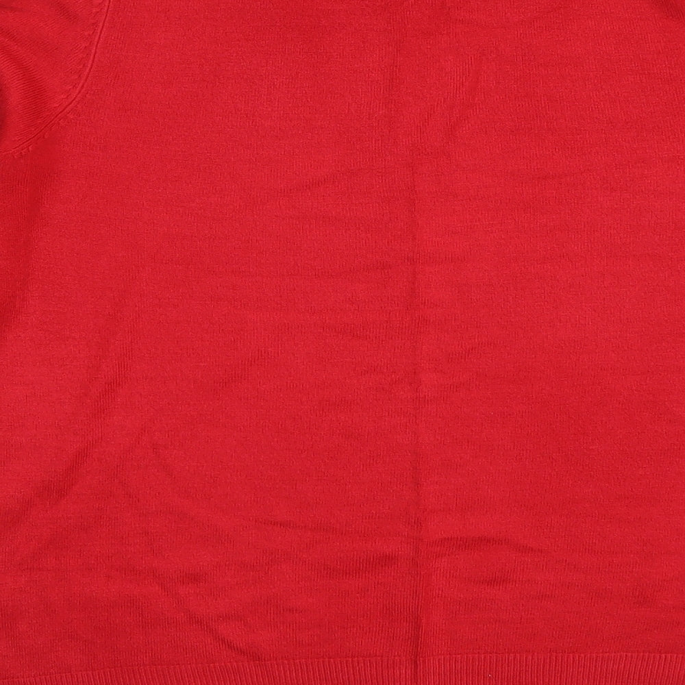 BHS Womens Red Round Neck Acrylic Henley Jumper Size 14