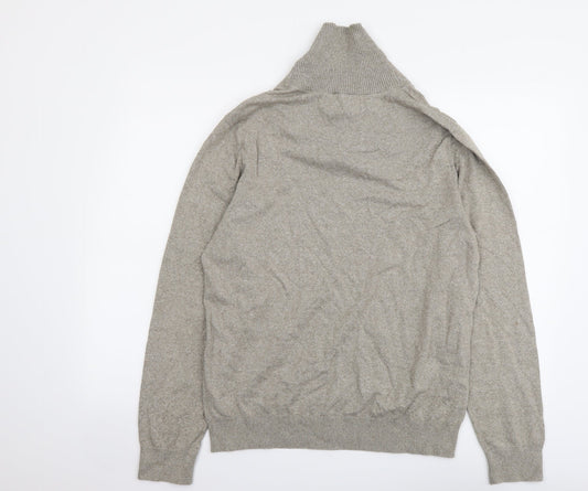 NEXT Mens Beige Collared Cotton Pullover Jumper Size M