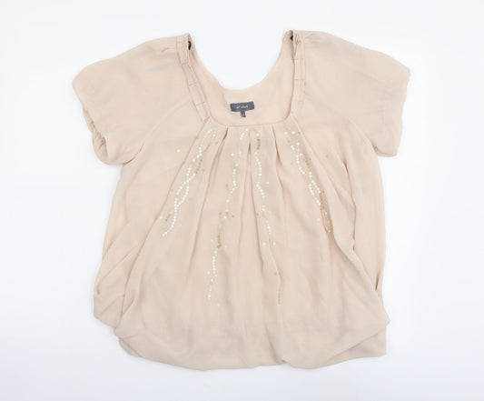 ET VOUS Womens Pink Polyester Basic Blouse Size 12 Scoop Neck