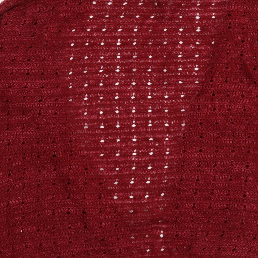 George Womens Red V-Neck Acrylic Cardigan Jumper Size 12