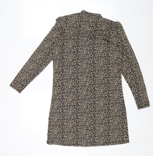 George Womens Brown Animal Print Polyester Basic T-Shirt Size 12 High Neck - Leopard Print