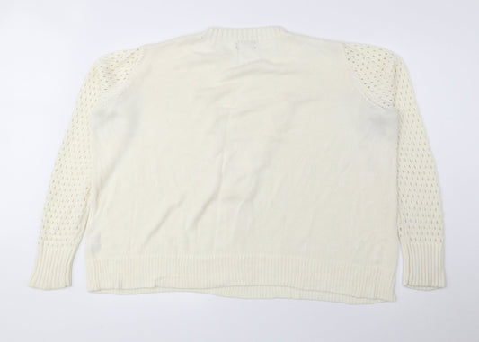 Womens UK Size XL Papaya Ivory Pullover Jumper