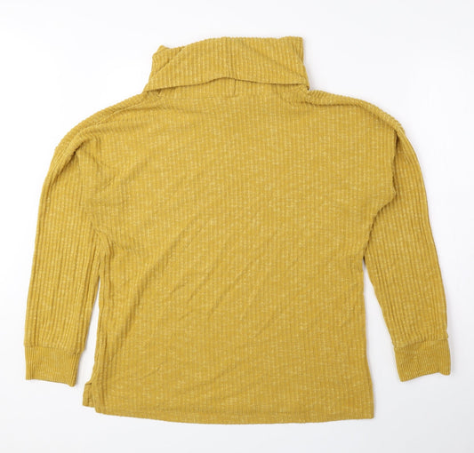 Nutmeg Womens Yellow Roll Neck Viscose Pullover Jumper Size 10 - Ribbed
