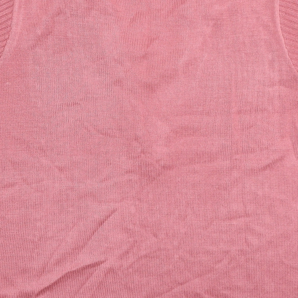 Damart Womens Pink Polyester Basic T-Shirt Size 10 V-Neck - Lace Neckline