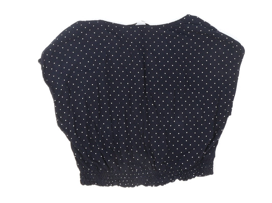 Womens UK Size 4 Zara Blue Cropped Blouse