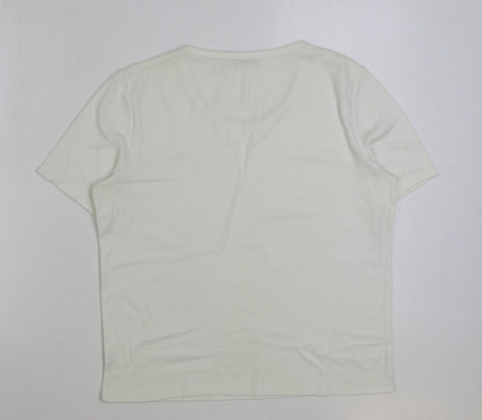 Womens UK Size 14 Poppy White Basic T-Shirt