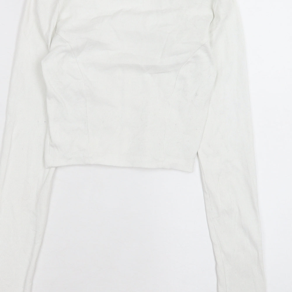 Womens UK Size 6 NAANAA White Cropped T-Shirt