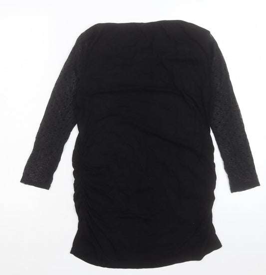Womens UK Size 10 Red Herring Black Basic T-Shirt