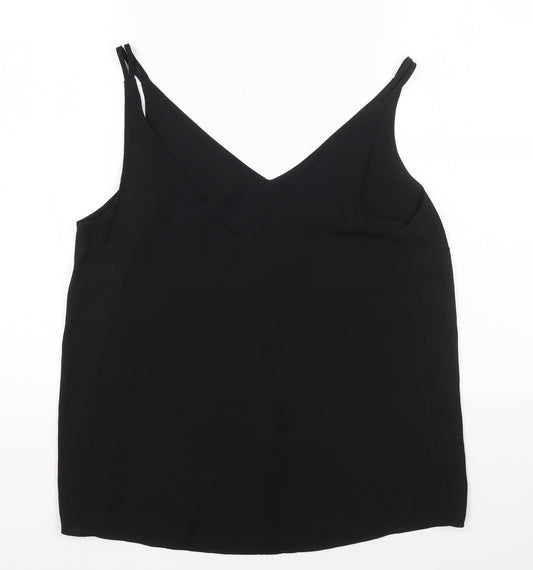 Papaya Womens Black Polyester Basic Blouse Size 12 V-Neck