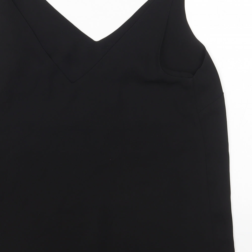 Papaya Womens Black Polyester Basic Blouse Size 12 V-Neck