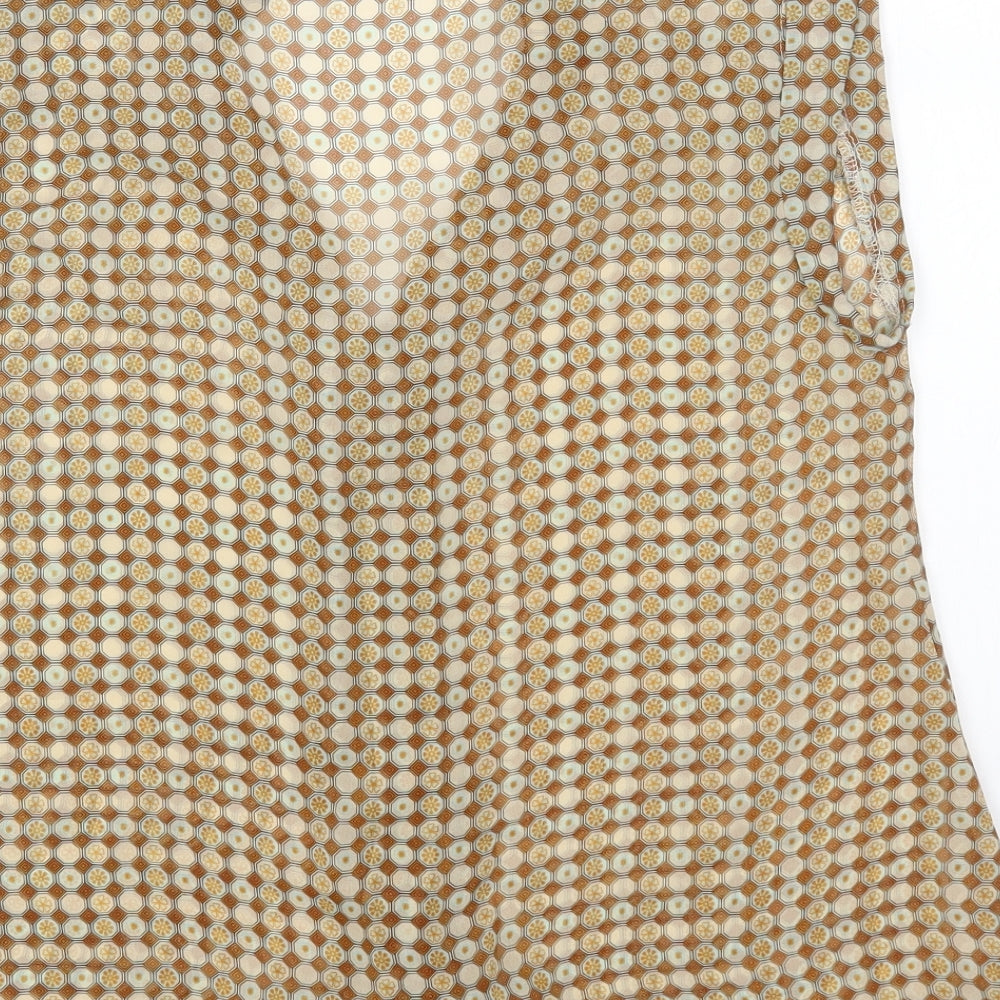 Primark Womens Beige Geometric Polyester Basic Blouse Size 10 Round Neck