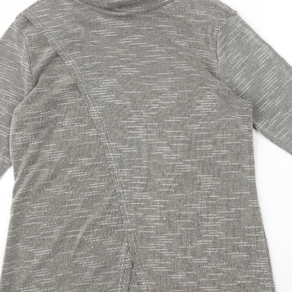 Boohoo Womens Brown Polyester Basic T-Shirt Size 8 Roll Neck - Open Split Back Split Hem Cuffs