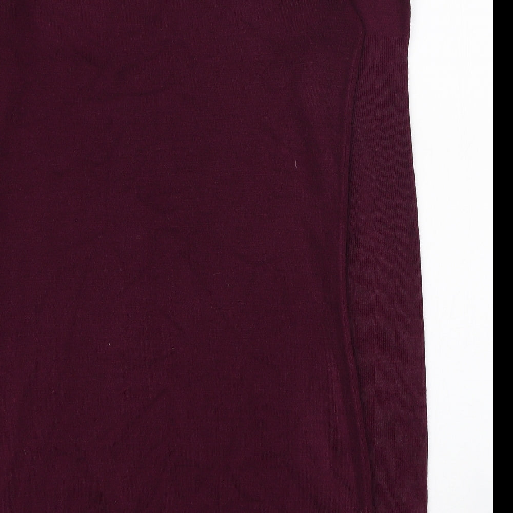 Dorothy Perkins Womens Purple Acrylic Jumper Dress Size 8 Boat Neck Pullover