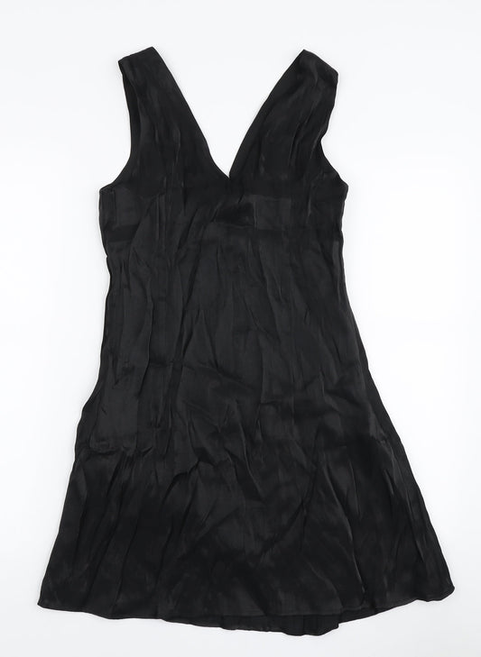 SheIn Womens Black Polyester A-Line Size M V-Neck Zip