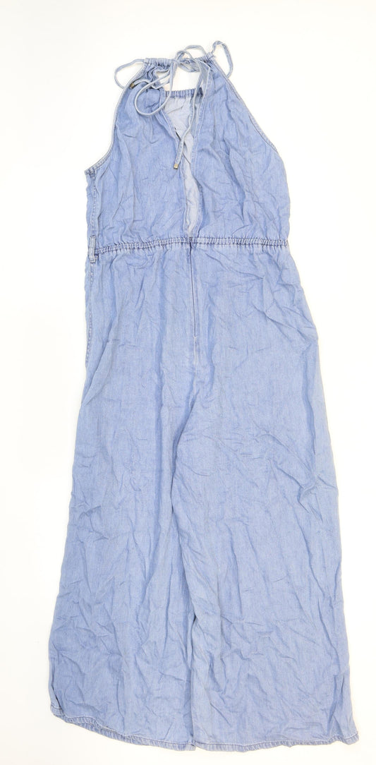 River Island Womens Blue Viscose Jumpsuit One-Piece Size 8 L22 in Zip