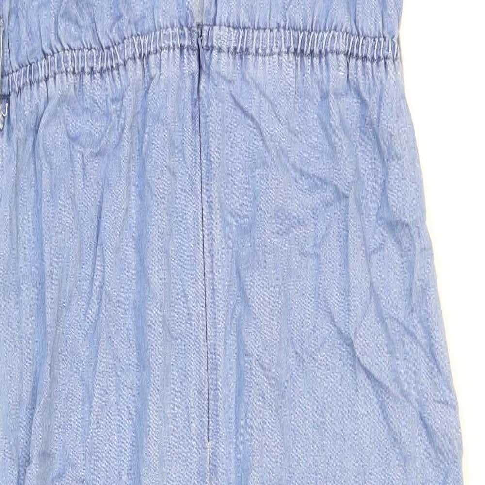 River Island Womens Blue Viscose Jumpsuit One-Piece Size 8 L22 in Zip