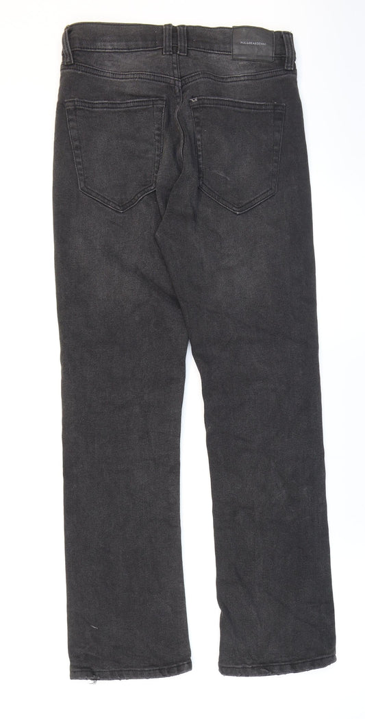 Pull&Bear Womens Black Cotton Straight Jeans Size 6 L27 in Regular Zip