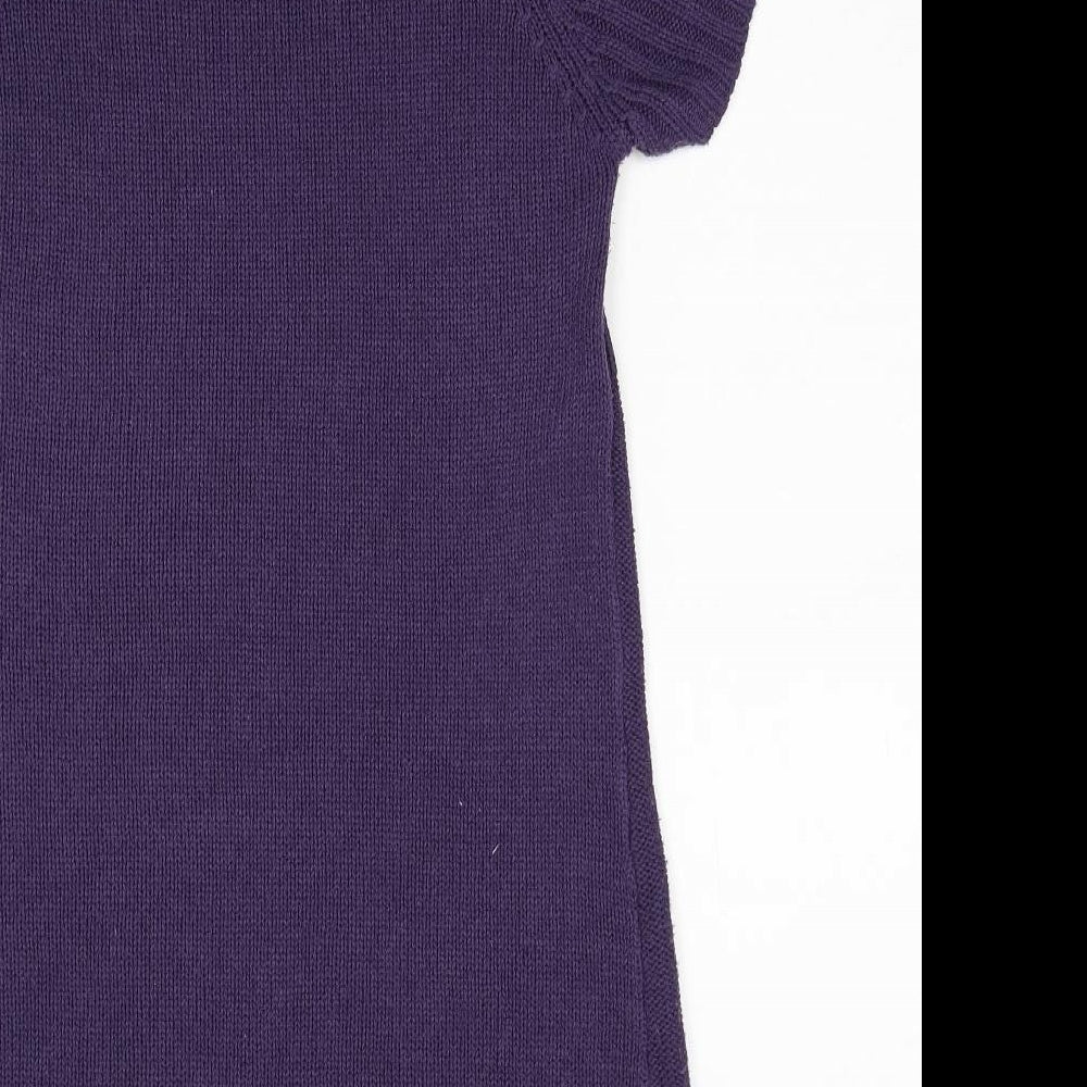 ESMARA Womens Purple Acrylic Jumper Dress Size 14 Roll Neck Pullover
