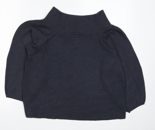 H&M Womens Blue Polyester Basic Blouse Size L Boat Neck