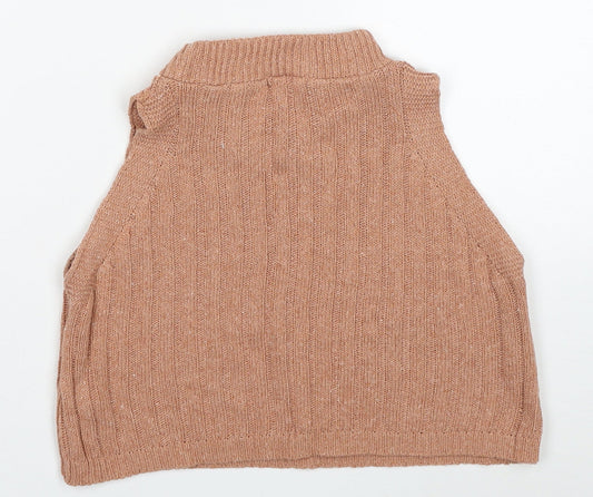 I SAW IT FIRST Womens Beige Cotton Cropped Tank Size M Mock Neck