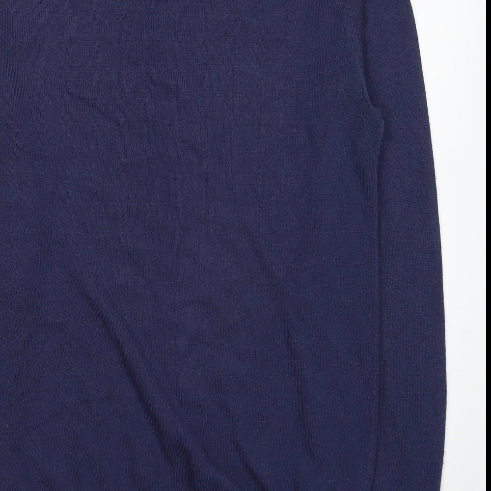 F&F Mens Blue V-Neck Acrylic Pullover Jumper Size S