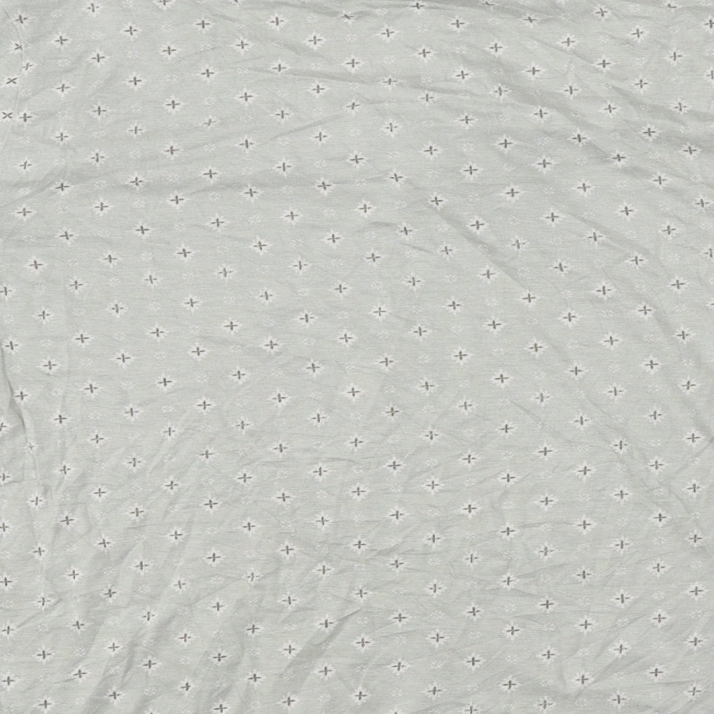 Bonmarché Womens Green Geometric Polyester Jersey T-Shirt Size 16 V-Neck